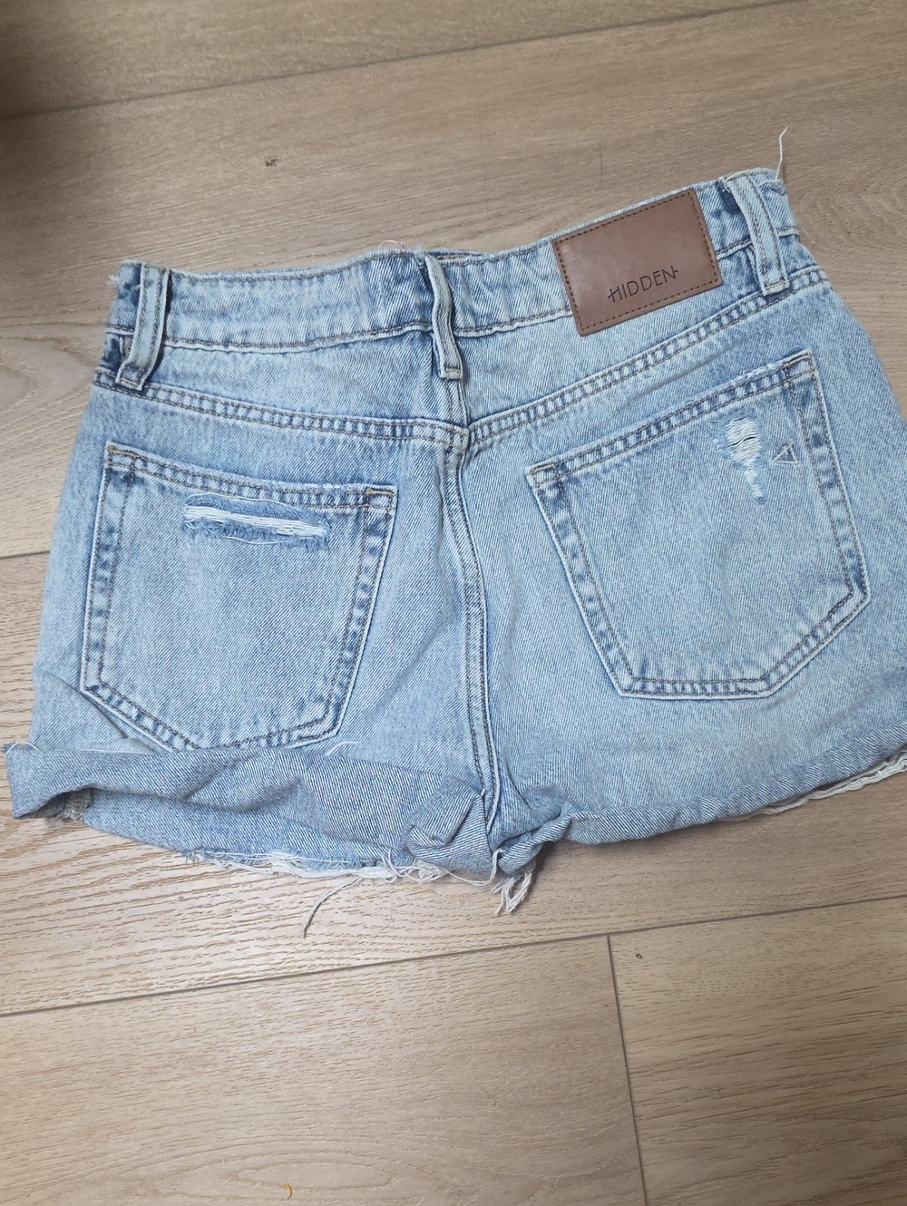 Hidden Small Light Wash Denim Shorts - High Rise Casual
